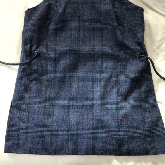 New Banana Republic Plaid Sleeveless Tie Waist Apron Top Navy Blue Size XS - Picture 13 of 16